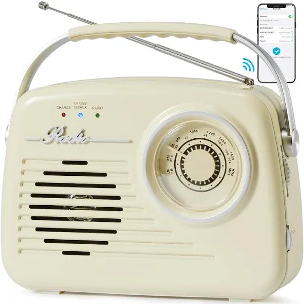 Small Radios Portable AM FM, Vintage Transistor Radio with Bluetooth, Battery...