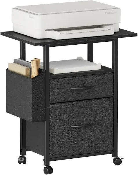 17 Stories 2 Drawer File Cabinet with 24'' Extended Desktop Mobile Filing Cabinet