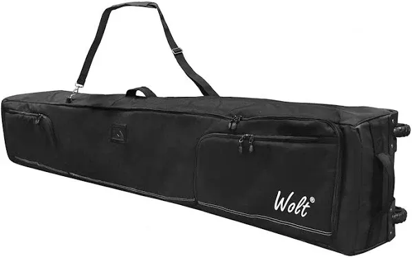  Rolling Ski Bag - Padded Snowboard Bag Carrier with Wheels for Air 190 Black