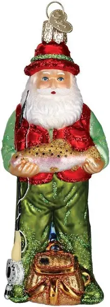 Old World Christmas Fly Fishing Santa Ornament