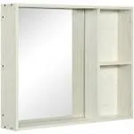 Kleankin 31.5" x 25.5" Medicine Cabinet with Mirror, 2-Tier Storage Shelf, Wall Mounted Bathroom Cabinet, White