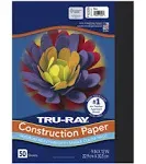 Pacon 103029 Tru-Ray Construction Paper, 76 lbs., 9 x 12, Black, 50 Sheets/Pack