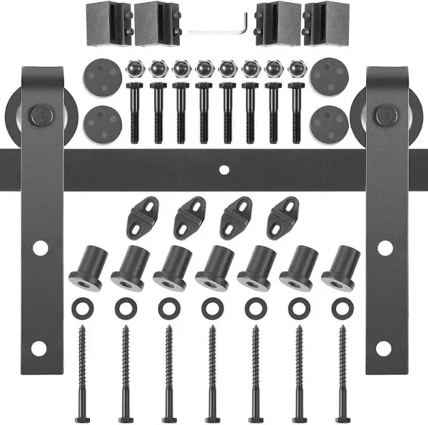 VEVOR Sliding Barn Door Hardware Kit, 11FT Barn Door Kit, 330LBS Load-Bearing Double Barn Door Hardware Kit, Carbon Steel Barn Door Track, Darn Door for 1.37-1.77" Thickness & 5.5FT Wide Door Panel