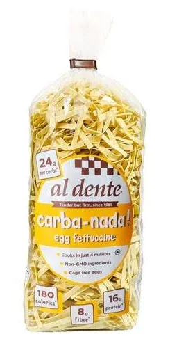 Carba-Nada Reduced Carb Pasta by Al Dente Pasta Company - Egg Fettuccine (10 oz) Size: 6-Pack