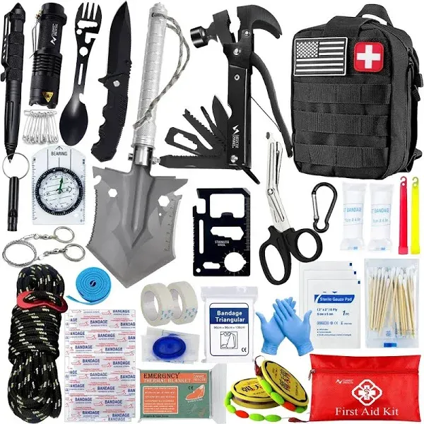 Survival Kit and First Aid Kit with Molle Pouch