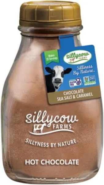 Sillycow Farms Hot Chocolate Sea Salt & Caramel Rich Chocolate Powder Delight Gluten Free Non Gmo Dairy Free Indulgence with Pure Sweet Caramel