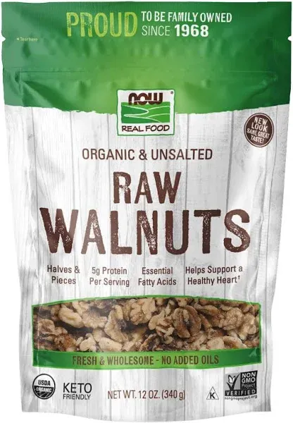 NOW Foods, Real Food, Raw Walnuts, Unsalted, 12 oz (340 g)