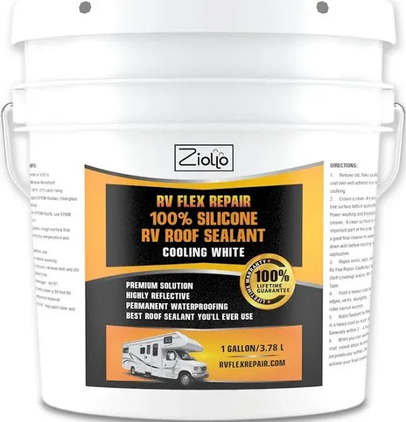  RV Flex Repair 100% Silicone RV Roof Sealant - EPDM 1 Gallon Cooling White