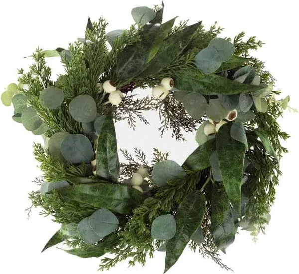 Eucalyptus Wreath - 20-Inch Artificial Spring, Summer, or Fall Wreath for Home Decor - Wreaths for Indoors or Covered Patio Use Only by Pure Garden