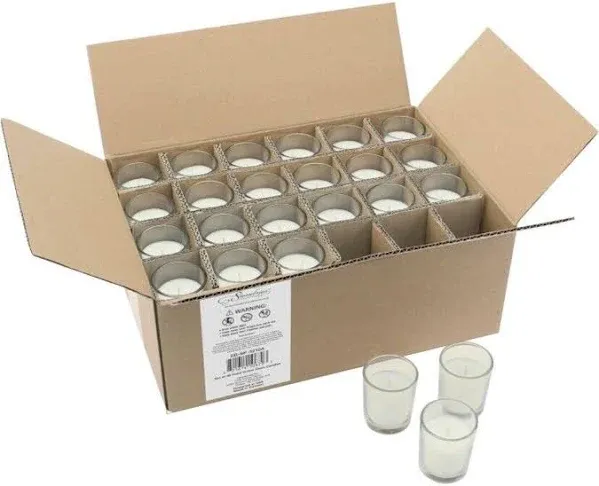 Stonebriar 48 Pack Unscented Long Burning Wax Filled Votive Candles