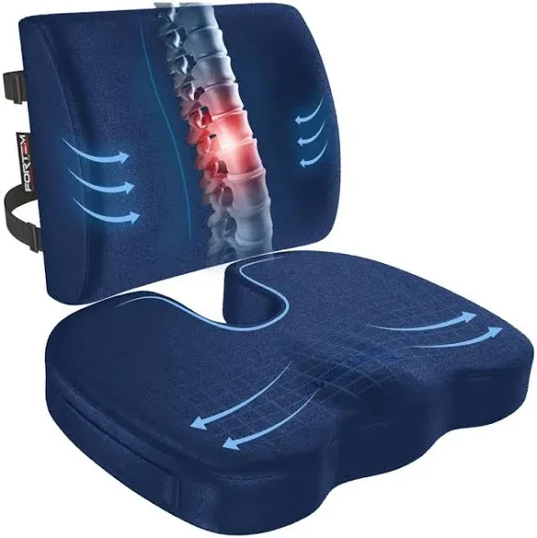 Portable Removable Memory Foam Cushion &amp; Lumbar Support for Office and Car Use