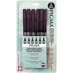 Sakura Pigma Professional Brush Pens, Black Ink, Fine Med Bold 6 Pack