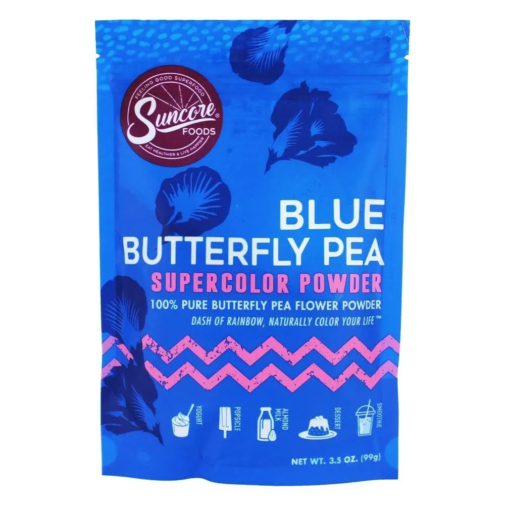 Suncore Foods Blue Butterfly Pea Powder, Coloring Gluten-Free, Non-GMO, 3.5oz (1