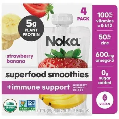 NOKA: Strawberry Banana Superfood Smoothie Immunity Boost, 16.9 oz