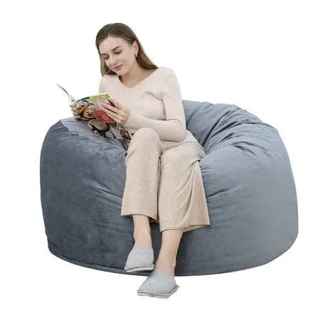 4' Large Memory Foam Bean Bag Chairs for Adults - Black