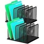 Kuntine.B Desk File Organizer 5 Upright Mesh Desktop Organizer File Sorter Office Organization File Holder for Home, Office & Classroom, 2 Pack