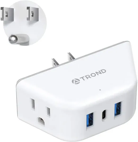 TROND Multi Plug Outlet Extender - Outlet Splitter with 3 Plug Extender, 2 USB Wall Charger, Wall Outlet Expander, Multiple Outlet Wall Plug, Non Surge Protector for Cruise Ship, Travel, Home, Office