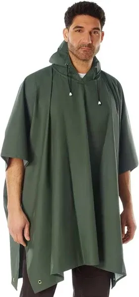 Rothco Rubberized Rainwear Poncho, Mens Rain Poncho, One Size, Olive Drab