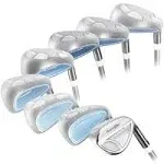 Women's Powerbilt Golf EX-550 Hybrid Iron Set, which Includes: #4, 5, 6, 7, 8, 9, PW +SW Lady Flex Right Handed New Utility L Flex Club