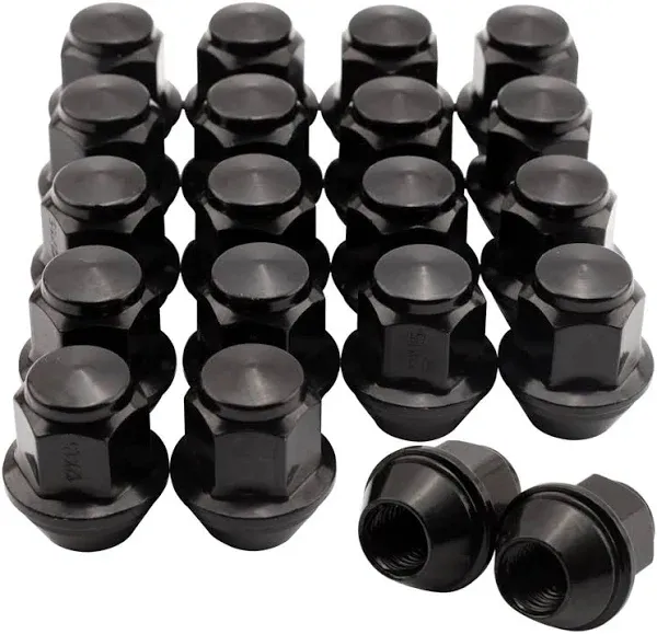 Set of 20, 12mmx1.5 OEM Factory Wheel Lug Nuts for Focus Fusion Escape Ranger MKC MKZ Fiesta Stock Wheels Large Acorn Seat Black