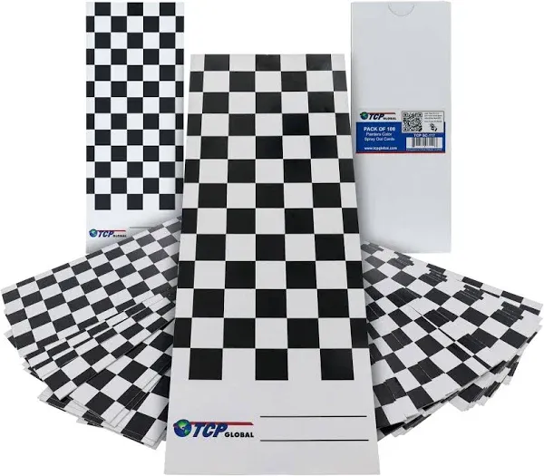 TCP Global Paint Color Matching Spray Out Cards (Pack of 100) - Checkered Test Panels for Coating Coverage, Hiding Power, Sheen, Metallic Flow - Check Color Accuracy - Automotive, Bodyshop Spray Gun