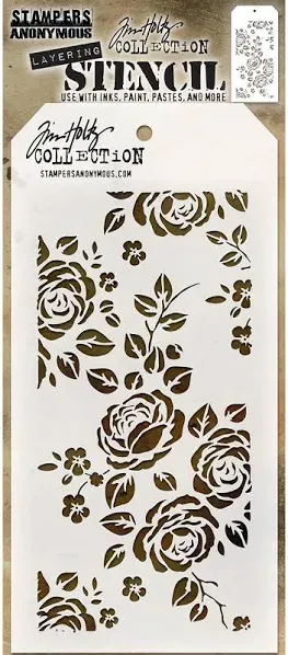 Stampers Anonymous_AGW AGTHS075 Tim Holtz Roses Stencil, Synthetic Material, 28.4 x 11.4 x 0.1 cm