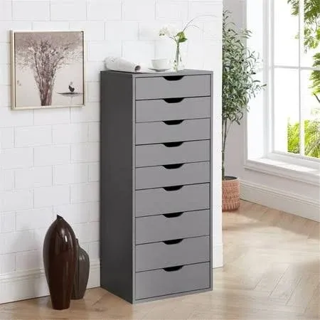 Naomi Home Sleek Modern Drawer Dresser Storage Cabinet with Grooved Drawer Pulls