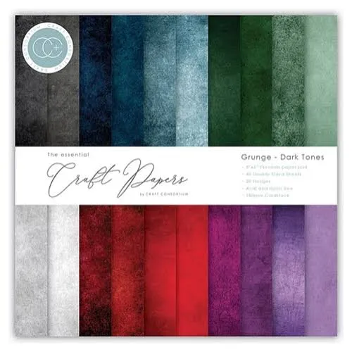 Craft Consortium Double-Sided Paper Pad 6&#034;X6&#034; 40/Pkg-Grunge-<wbr/>Dark Tones,20 Design