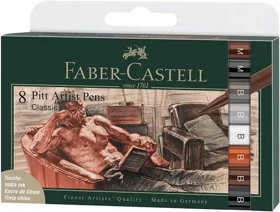 Faber Castell Pitt Artist Pens, Classic Set, India Ink