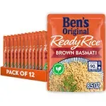 Ben's Original Ready Rice Brown Basmati Rice, Easy Dinner Side, 8.5 oz Pouch (Pack of 12)