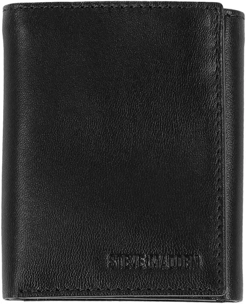 Steve Madden Genuine Leather Trifold Brown Wallet RFID Protection Free Shipping