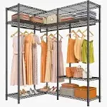 VIPEK L30 Corner Closet System L Shaped Garment Rack, L Corner Clothes Rack Freestanding Portable Wardrobe Closet, Black