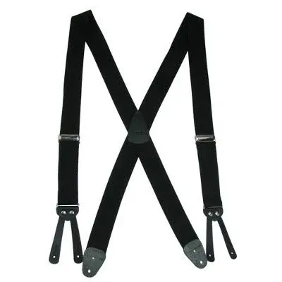 CTM Men's Elastic X-Back Button-End Suspenders