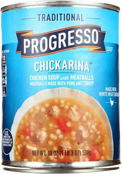 (4 pack) Traditional Chickarina Soup, Ready To Serve Canned Soup, 19 oz.