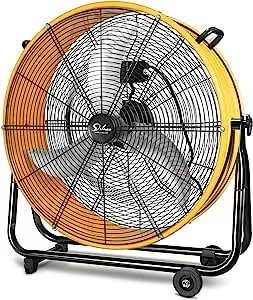 Simple Deluxe 24 Inch Heavy Duty Metal Industrial Drum Fan, 3 Speed Floor Fan for Warehouse, Workshop, Factory and Basement