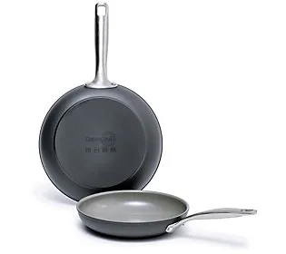 GreenPan Chatham Hard Anodized Healthy Ceramic Nonstick 8" and 10" Frying Pan Skillet Set, PFAS-Free, Dishwasher Safe, Oven Safe, Gray