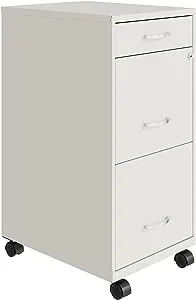 Space Solutions 18" Deep 3 Drawer Mobile Letter Width Vertical File Cabinet, White