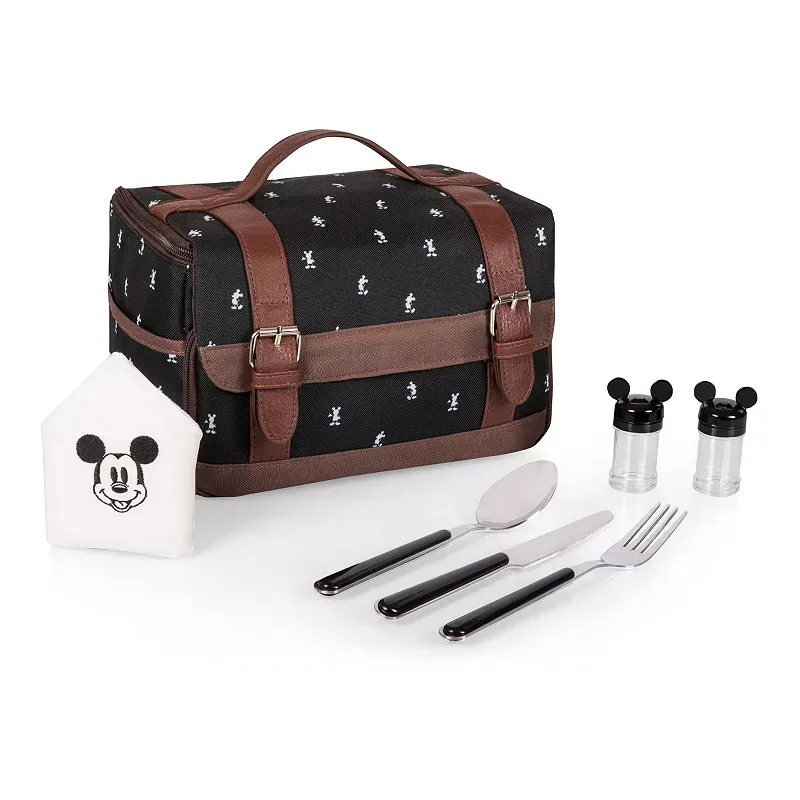 PICNIC TIME Disney Mickey Mouse Lunch Bag, Insulated Lunch Box with Utensil Set, Lunch Cooler Bag, (Mickey Mouse Pattern)