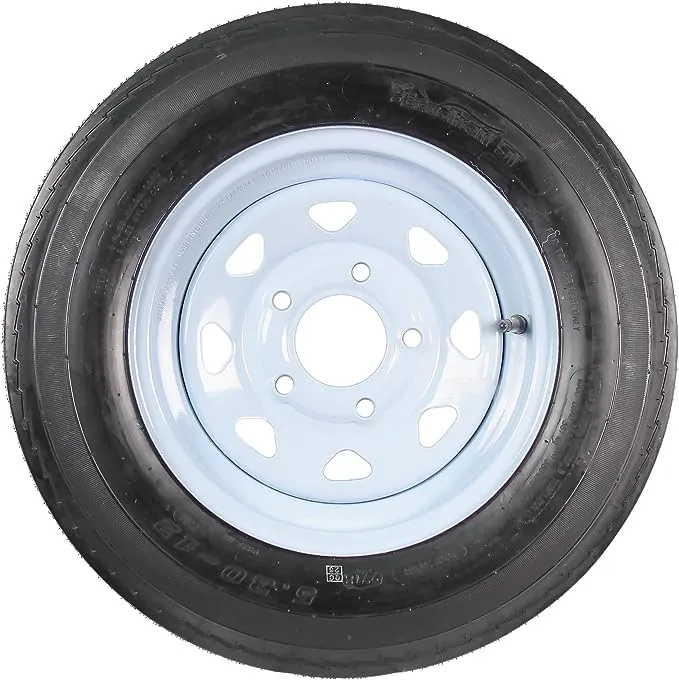 Ecustomrim Trailer Tire on Rim 5.30-12 530-12 5.30 x 12 12 in. 5 Lug Hole Wheel White Spoke