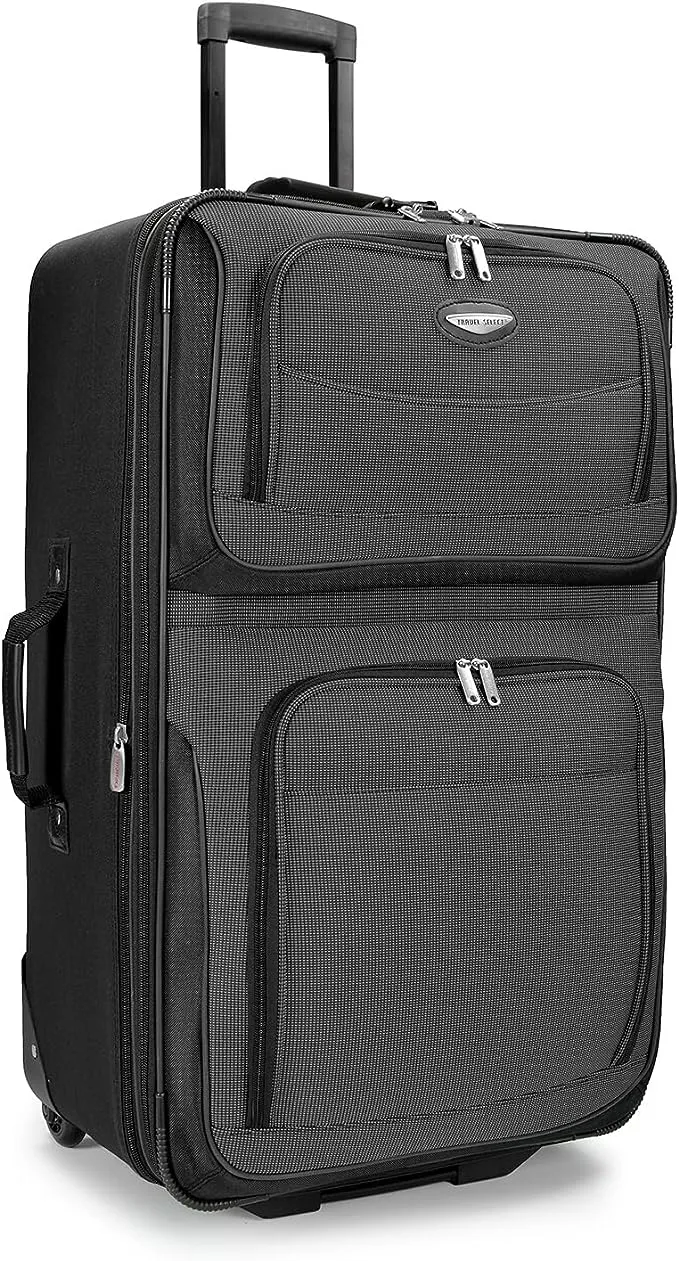 Travel Select Amsterdam Expandable Rolling Upright Luggage, Orange, Checked-Larg