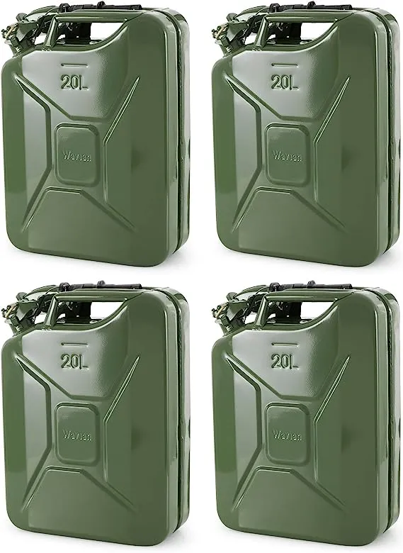 4) Wavian 3008 5.3 Gallon 20 Liter Authentic CARB Jerry Can w/Spout, Green