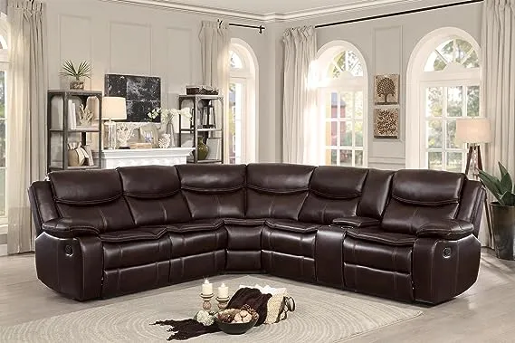 Homelegance Bastrop Reclining Sectional Sofa (Manual), Brown