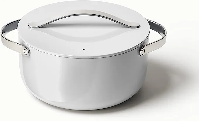 Caraway Nonstick Ceramic Dutch Oven Pot with Lid (6.5 qt, 10.5") - Non Toxic, PTFE & PFOA Free - Oven Safe & Compatible with All Stovetops (Gas, Electric & Induction) - Cream