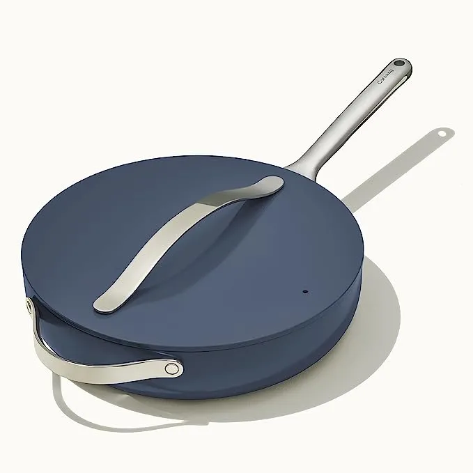 Caraway Nontoxic Ceramic Nonstick Sauté Pan with Lid - Gray