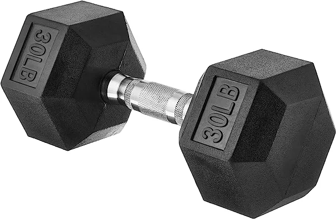 Amazon Basics Rubber Encased Exercise &amp; Fitness Hex Dumbbell Hand Weight for ...