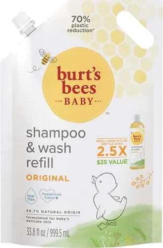 Burt’S Bees Baby Shampoo and Baby Wash Refill, Original, Plant-Based Formula,...