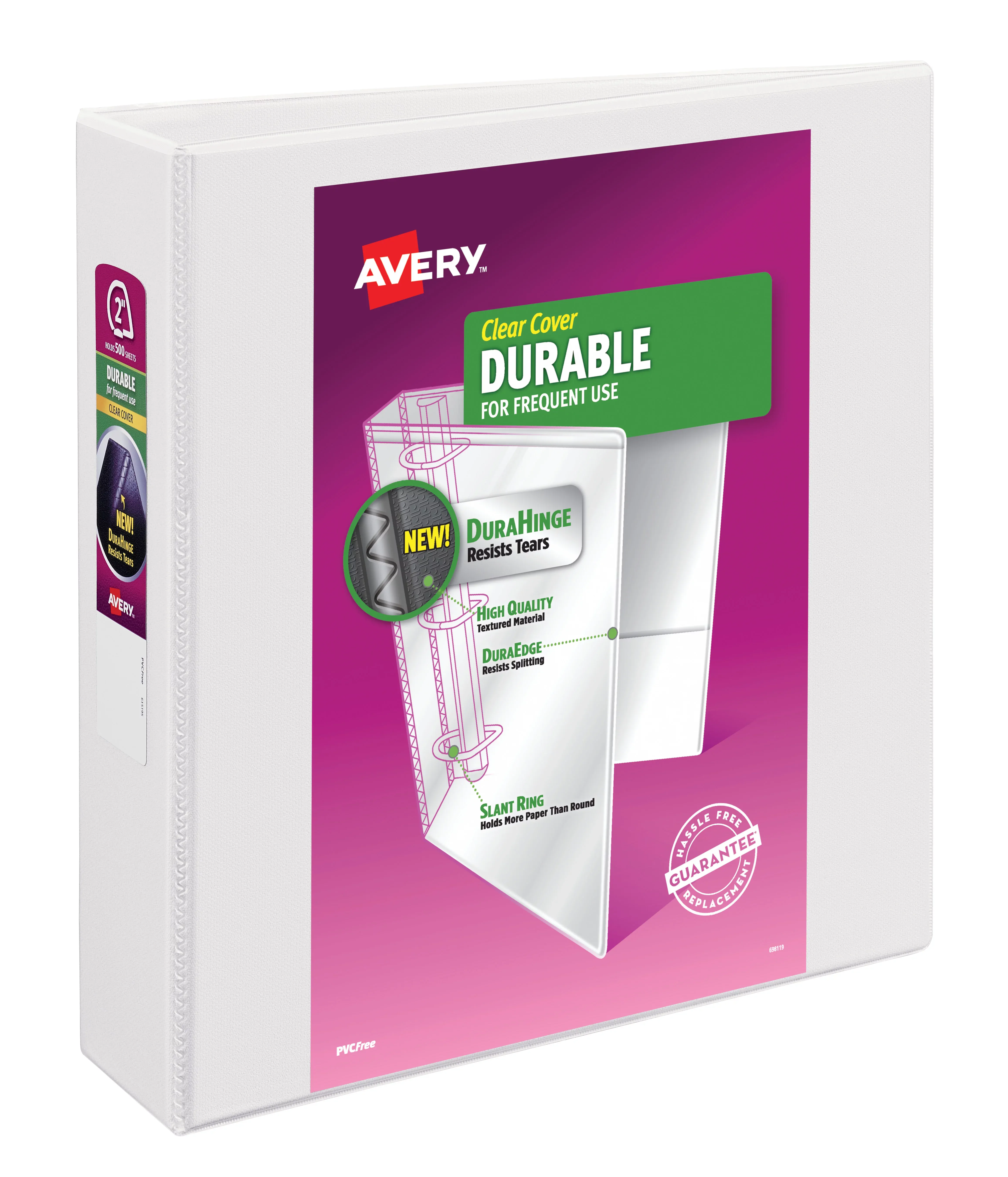 Avery Durable View 3 Ring Binder, 2" Slant Rings, 1 White Binder (17032)