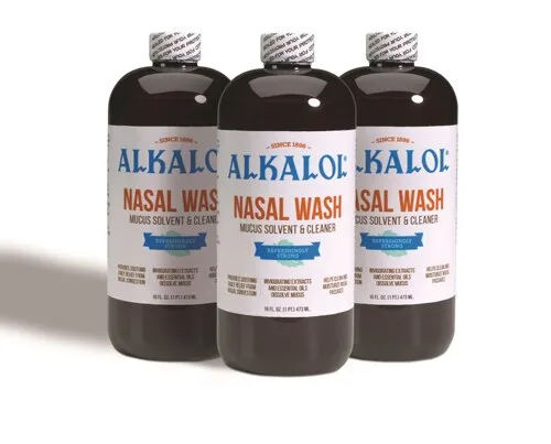 Alkalol Natural Soothing Nasal Wash Mucus Solvent & Cleaner 16 oz, 2-Pack