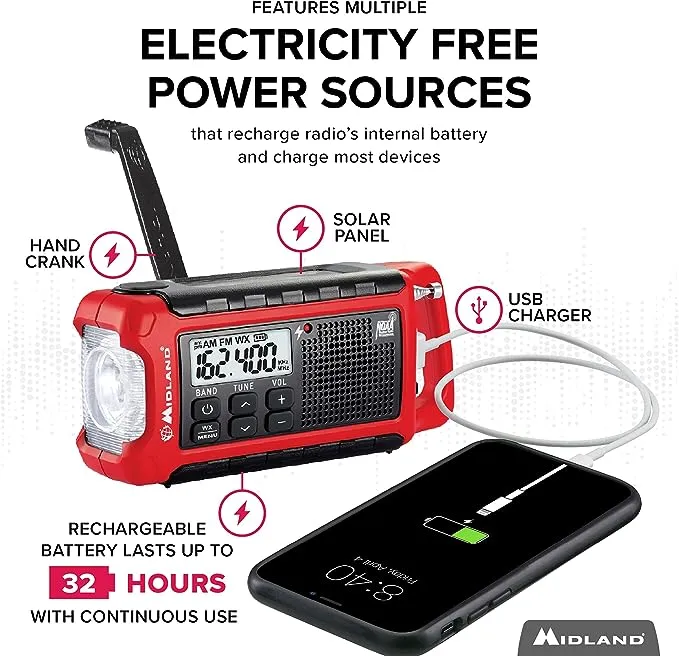 Midland ER210 E+Ready Compact Emergency Crank Weather Radio