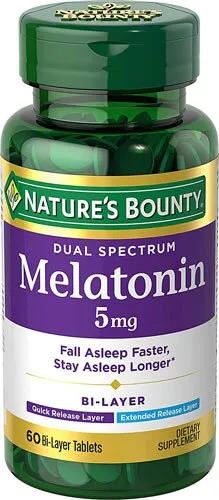 Nature's Bounty Melatonina 5 mg de espectro doble suplemento para dormir 100% libre de medicamentos